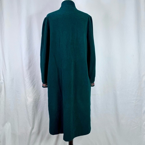 Vintage Vanity Fair Velour Housecoat zip front forest green gold metallic trim L - Picture 4 of 9